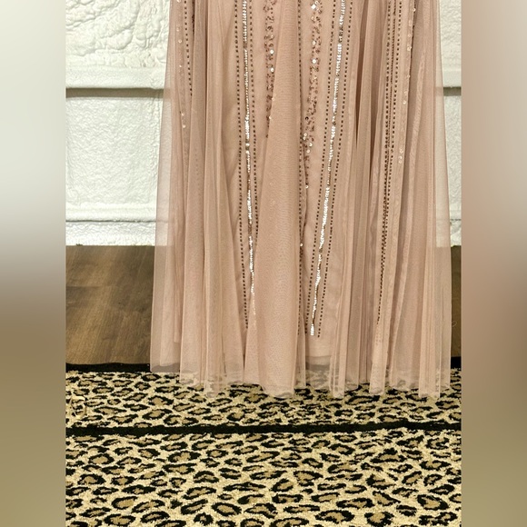 Adrianna Papell Gold Sequin Maxi Gown with Flutter Sleeves - Picture 4 of 9